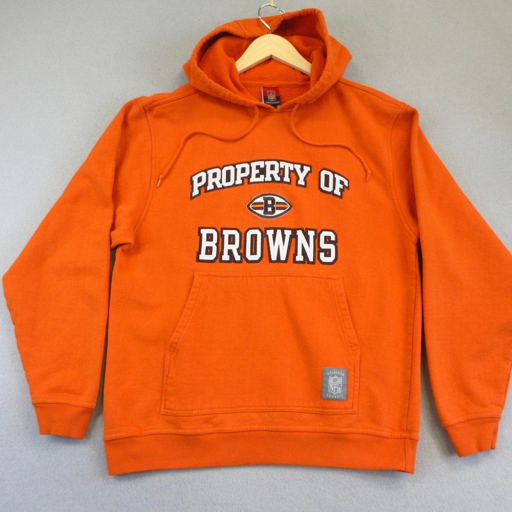 Reebok Hoodie Mens M Vintage Y2k Orange Cleveland Browns NFL Gridiron Classic